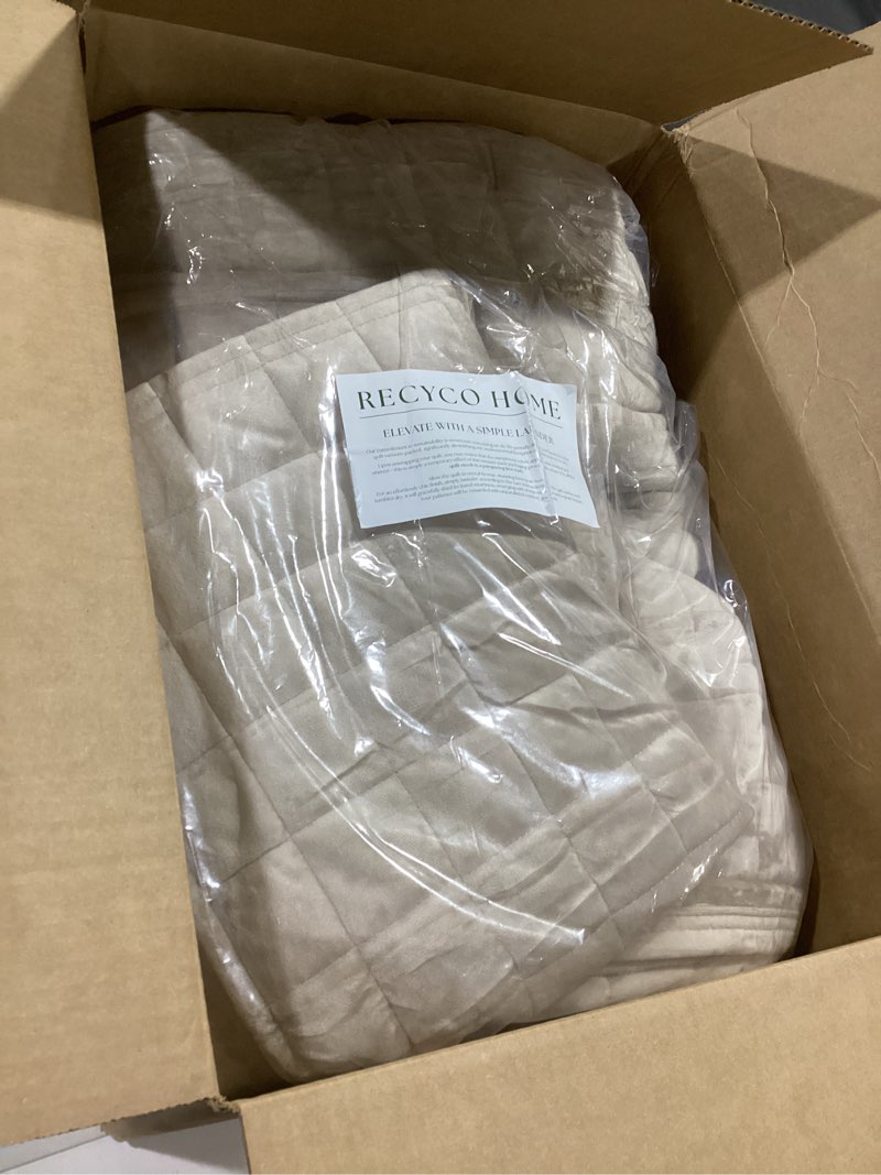 Condition photo showing Good Condition for RECYCO Luxury Velvet Quilt Set King Size Bedding Sets, Ultra Soft Velvet Comforter Set, Lightweight Channel Box Stitch Oversized Bedspread Coverlet for All Season, with 2 Shams, Urban Taupe King/Cal King (108" x 92") Urban Taupe