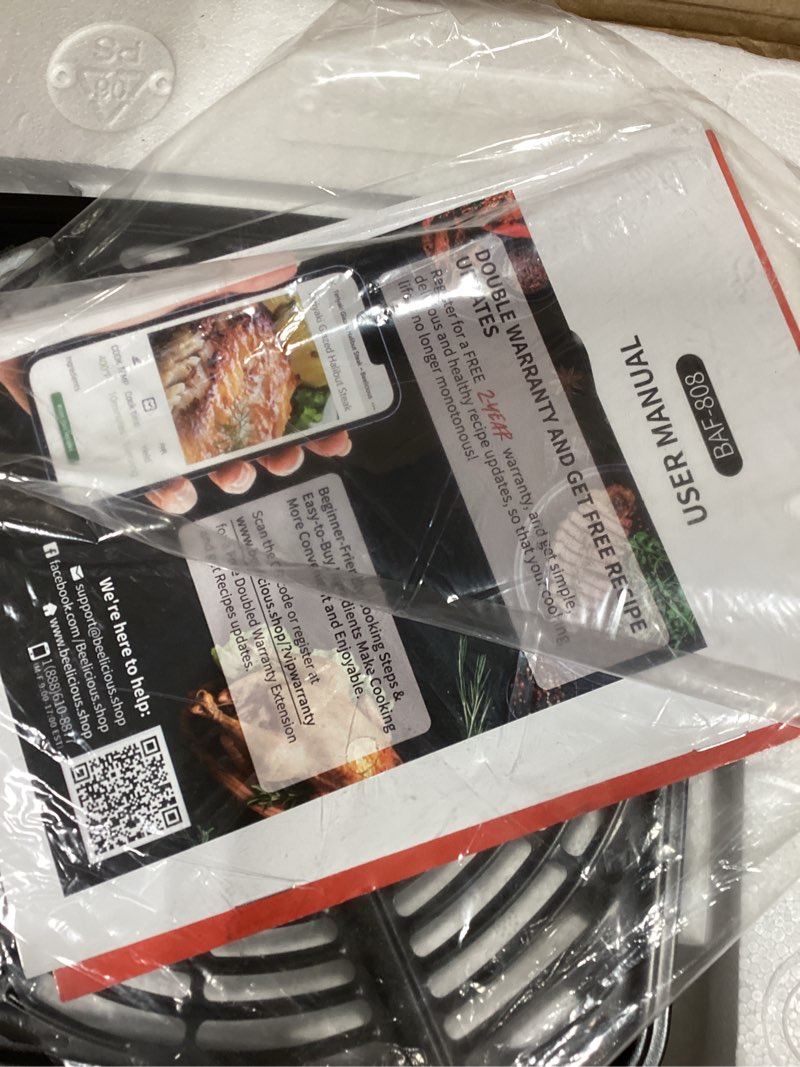 Condition photo showing New/Like New for Beelicious® 5.8QT Large Air Fryer, 12-in-1 Digital Airfryer with Clear Window, 40+ Recipes, Flavor-L