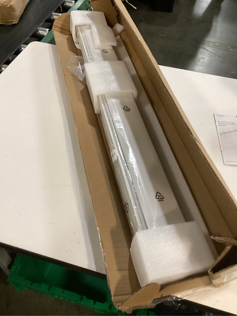 Condition photo showing New/Like New for allesin motorized blinds no drill automatic roller shades with remote | rental-friendly & easy install smart electric blackout window blinds for home office, living room custom blackout white white 0-custom