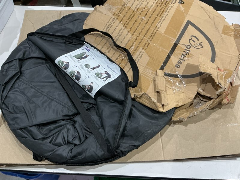 Condition photo showing As Is for wolfwise pop up shower tent for camping essentials, portable instant changing tent with ventilation window & carry bag, privacy dressing room bathroom toilet for beach & outdoor, standard, black black standard: 6'3" h, 39.4" w