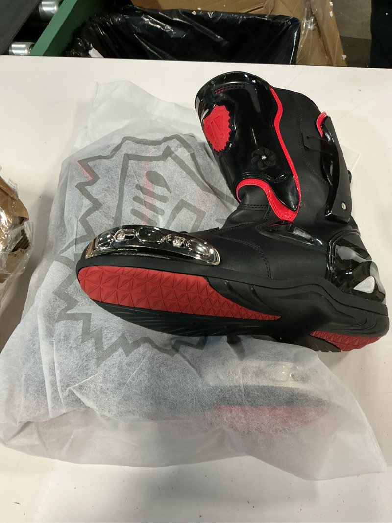 Condition photo showing Good Condition for motorcycle riding boots motorcycle leather boots for women and men protection anti slip racing sports 13 women/12 men black