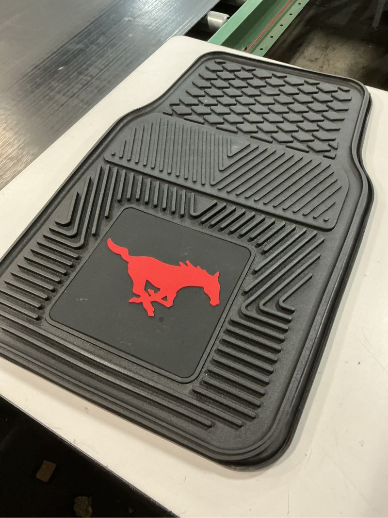 Condition photo showing Good Condition for 13010 SMU Mustangs 2-Piece Heavy Duty Vinyl Car Mat Set - 17" X 27", Front Row F