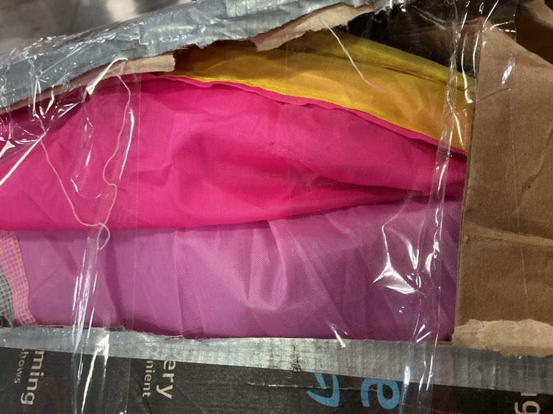 Condition photo showing As Is for Playz 5pc Kids' Play Tents & Tunnels - Ball Pit for Toddlers, Basketball Hoop, Crawling Tubes, Pop-Up Playhouses, Baby Obstacle Course for Indoor or Outdoor Use Pink, Purple and Yellow