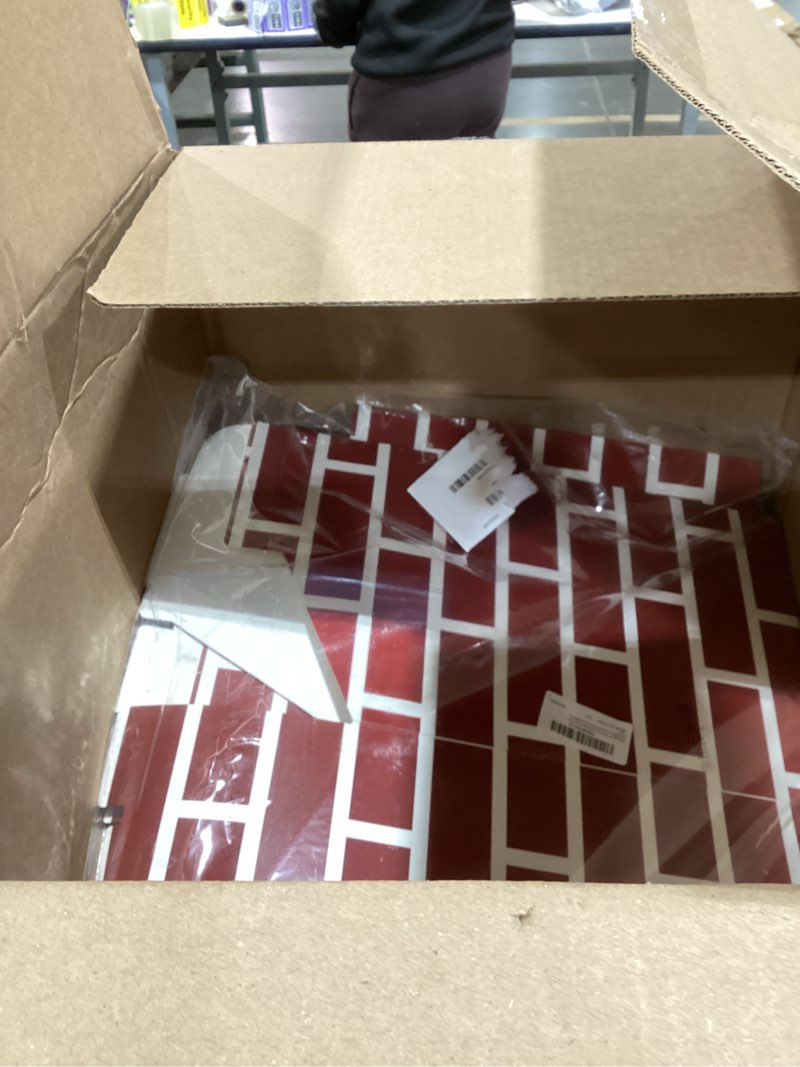 Condition photo showing Good Condition for 15 Pcs Christmas Cardboard Fireplace Prop Set Cardboard Fireplace with Fake Fire Fake Flame Card Board Blocks for Christmas Home Party Decorations(Red Brick)