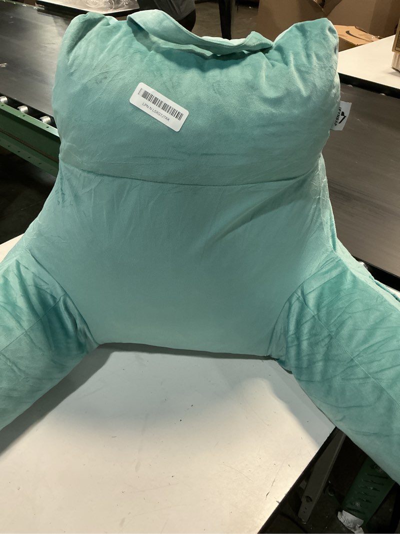 Condition photo showing Good Condition for Back Pillow for Bed Sitting up, Reading Pillow for Sitting in Bed Adult, Back Support Pillow, Memory Foam Sit up Lounge Backrest Pillow with Arms for TV, Couch, Chair, Dorm, 18 Inch, Lake Blue Medium(18inch) Lake Blue