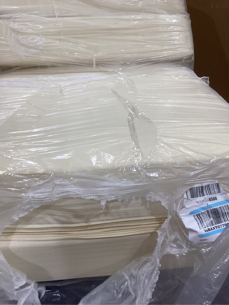 Condition photo showing As Is for folding sofa bed, convertible sleeper chair & couch bed with pillow, one-piece high-density sponge mattress, multi-purpose floor sofa for living room, office, dorm, apartment, beige, single beige twin