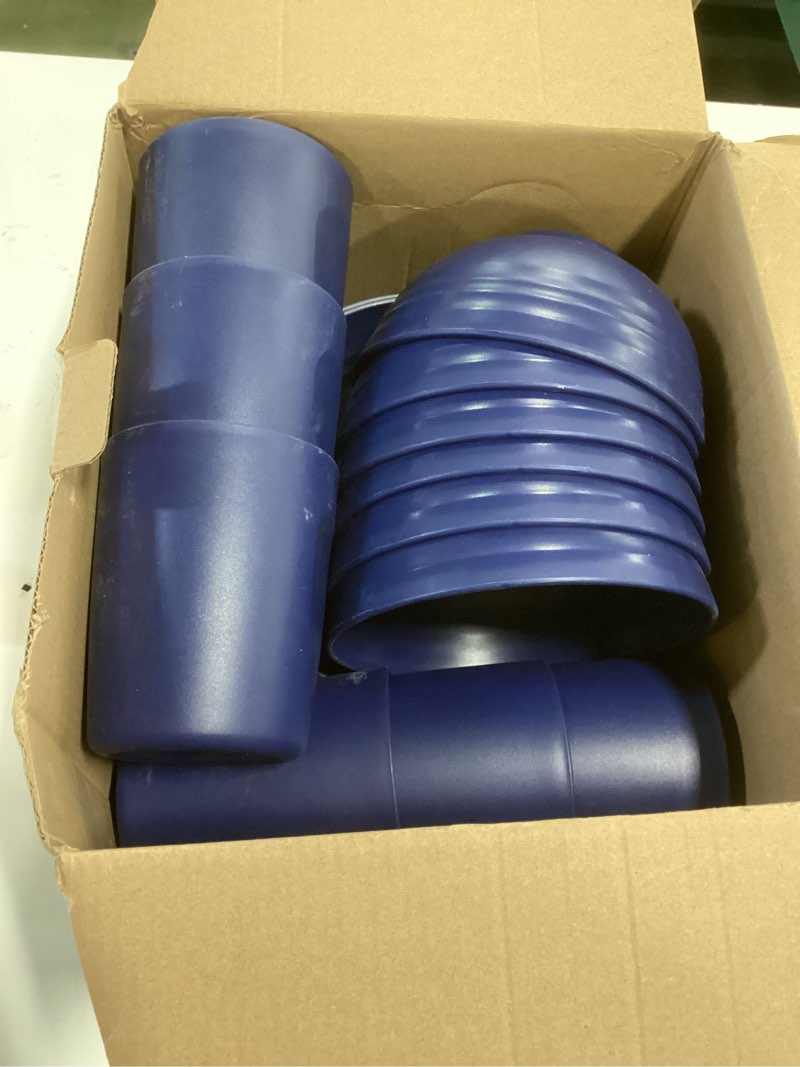 Berglander Plastic Dinnerware Sets 24pcs Service for 6, EUR Blue Reusable Plates and Bowls Sets, Dis