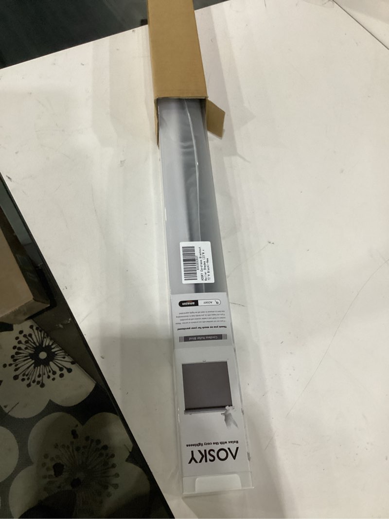 Condition photo showing Good Condition for aosky cordless roller shades blackout blinds for windows room darkening rolled up shades with spring system, uv protection window shades door blinds for home and office (23" w x 72" h, black) 23"w x 72"h black
