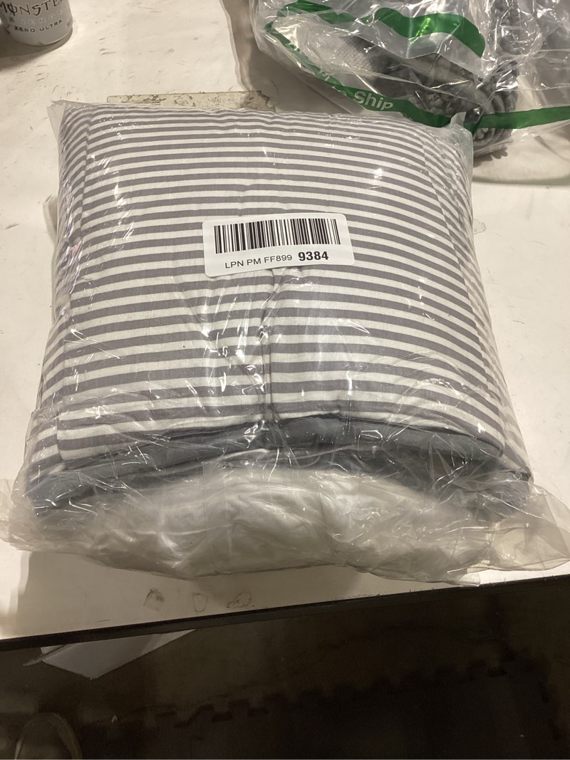 Condition photo showing Good Condition for Wake In Cloud - Toddler Nap Mat with Pillow and Blanket, 100% Cotton Fabric, for Kids Boys Girls Ages 3 Plus in Daycare Kindergarten Preschool, Sleeping Bag, Ticking Stripes Extra Long - 60"x20" Gray