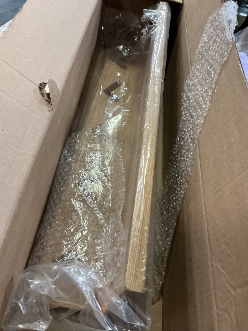 Condition photo showing As Is for Oak Wood Coat Rack Wall Mount With Shelf 27.5 Inch Long, Entryway Floating Shelf With 6 Hooks for Bathroom, Hallway, Living Room