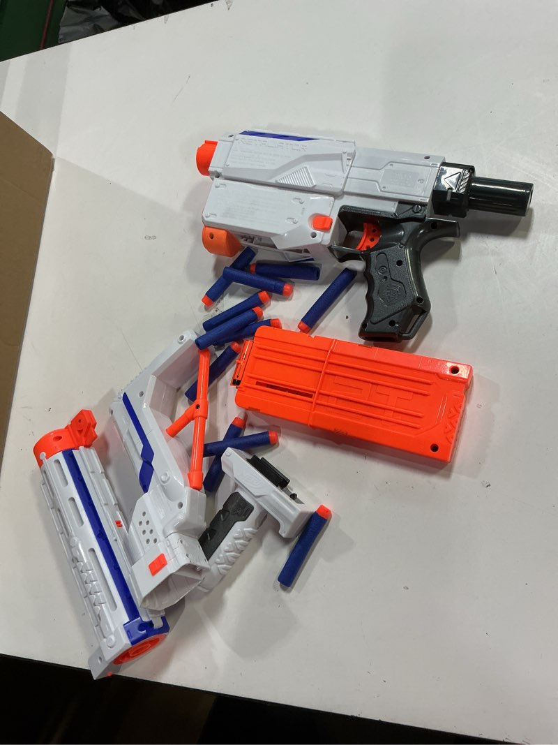 Condition photo showing Good Condition for NERF N-Strike Elite Retaliator Blaster, Stock, Grip, Barrel, 12-Clip, 12 Darts, Outdoor Toys for Kids 8+ (Amazon Exclusive)