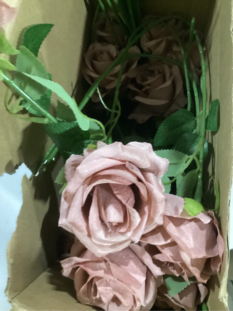 Condition photo showing Good Condition for hotop 40 pcs rose artificial flowers bulk with long stem,realistic silk fake roses bouquet for home wedding centerpieces party table decoration valentines gifts(dusty)