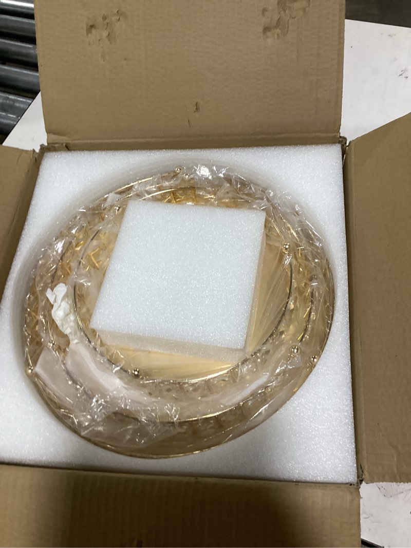 Condition photo showing Good Condition for goaste 3 pack crystal cake display stand with mirror, 14" 12" 10" metal pedestal gold round cake plate stand, dessert cookies fruit serving tray with shining crystal beads for wedding, birthday party