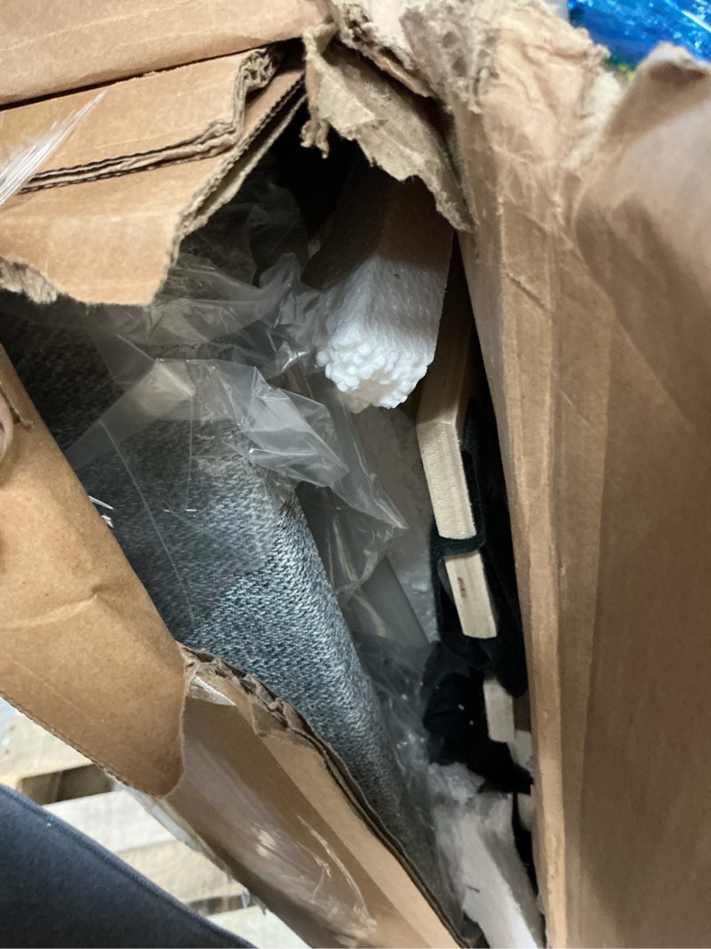 Condition photo showing New/Like New for Novilla King Bed Frame and Headboard, Linen Upholstered King Size Bed Frame with Wood Slats Support, No Box Spring Needed, Heavy Duty Feet, Easy Assembly, Grey