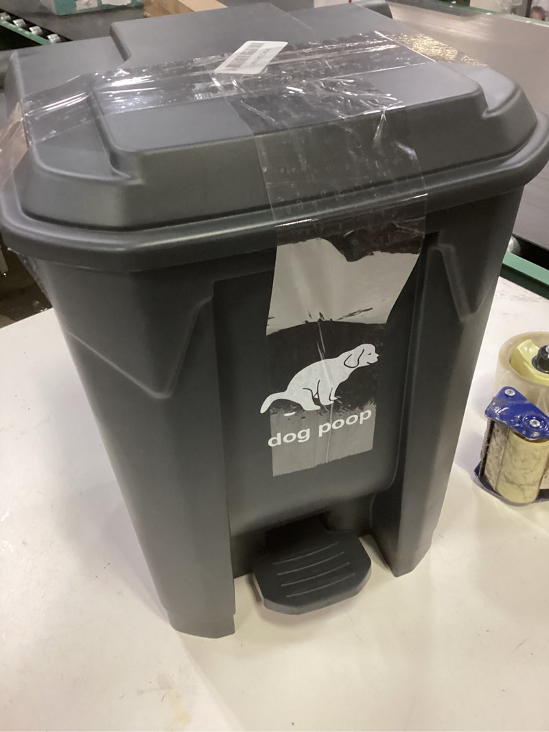 Condition photo showing Good Condition for Dog Poop Trash Can Outside, 20L/5Gallon Pedal and Removable Inner Waste Bin, Outdoor Dog Poop Trash Can with 100 Bags, Pet Waste Container for Garden, Black Black Trash Can with Bags