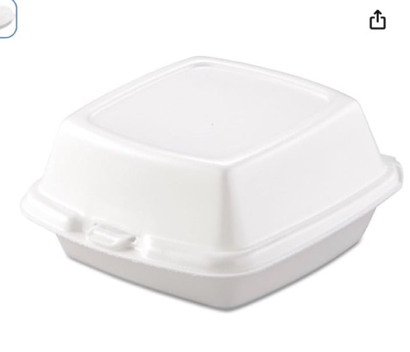 hinged lid 6" foam container (bag of 125)