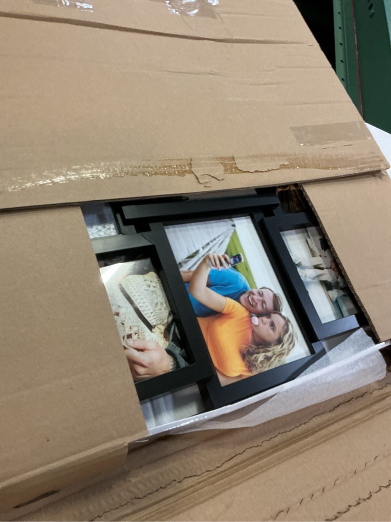 Condition photo showing Good Condition for malden international designs crossroads puzzle collage picture frame, 9 option, 9-5x7, black - 2119-957 9-opening collage