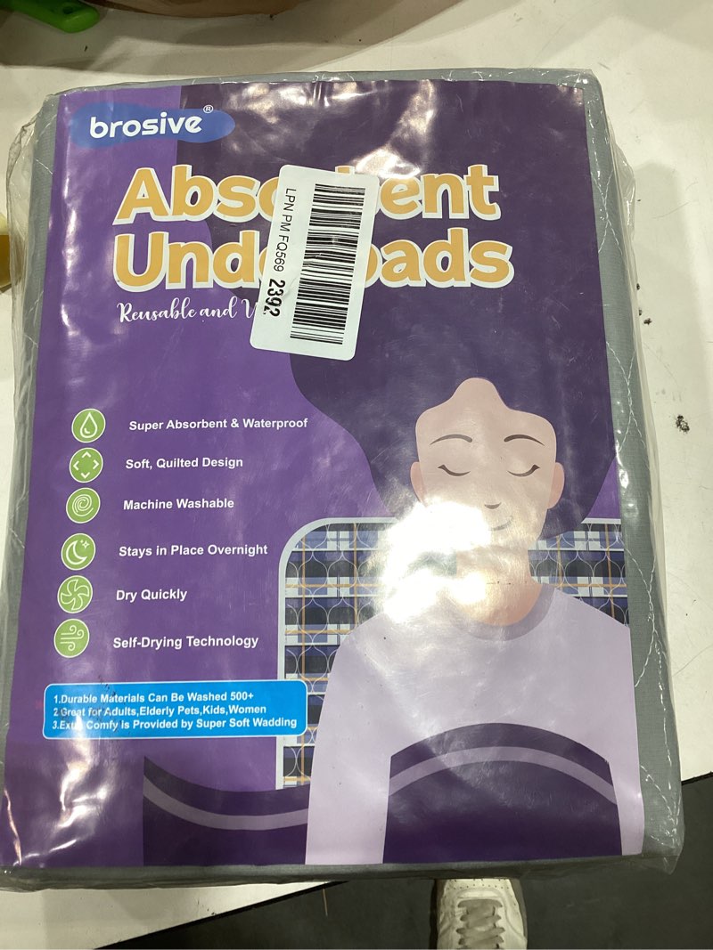 Condition photo showing New/Like New for Washable Bed Pads 34" x 36" - 4 Pack, Grey, Waterproof Bed Pads for Incontinence, Bed Wetting Pads for Bed, Sofa, Floor, Resuable Underpads for Adults, Seniors, Pet Gray 34x36 Inch (Pack of 4)