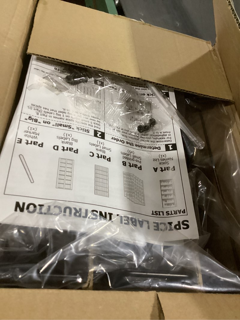 Condition photo showing As Is for SpaceAid Pull Out Spice Rack Organizer for Cabinet, Heavy Duty Slide Out Seasoning Kitchen Organizer, Cabinet Organizer, with Labels, 7.7" W x10.75 D x10 H, 3 Drawers 2-Tier Three 2"W Drawers, 2-Tier