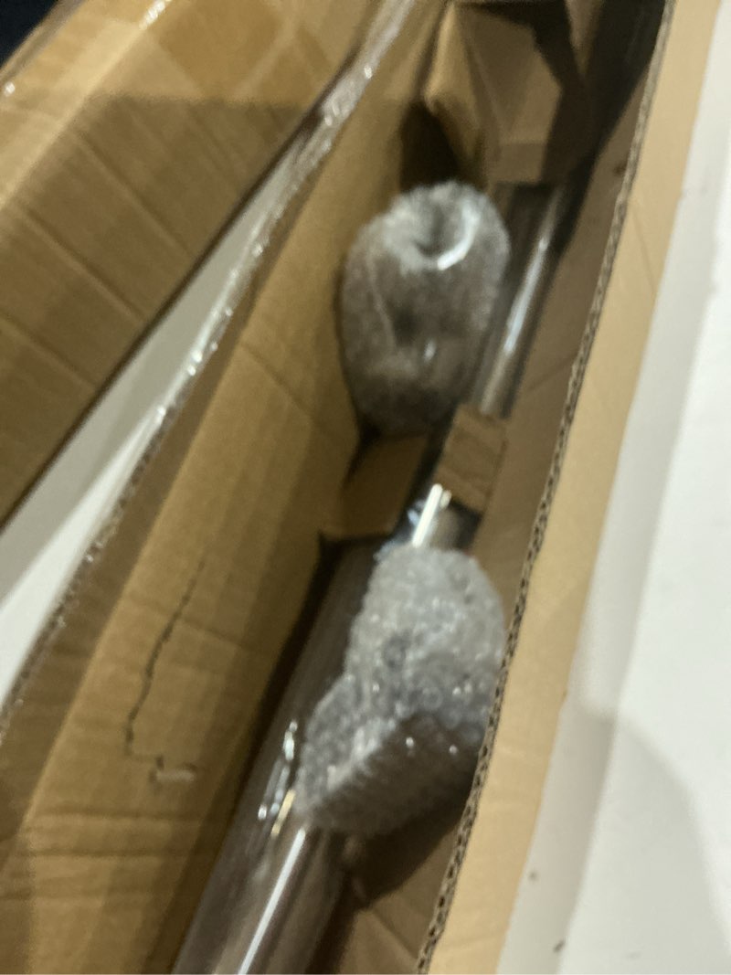 Condition photo showing As Is for Adjustable Curved Shower Rod, 42-72 inches Extra Wide Shower Curtain Rod, Rust proof, Premium Stainless Steel, Curved Shower Curtain Rod for Bathroom, Need to Drill, Silver Silver 42-72 inches