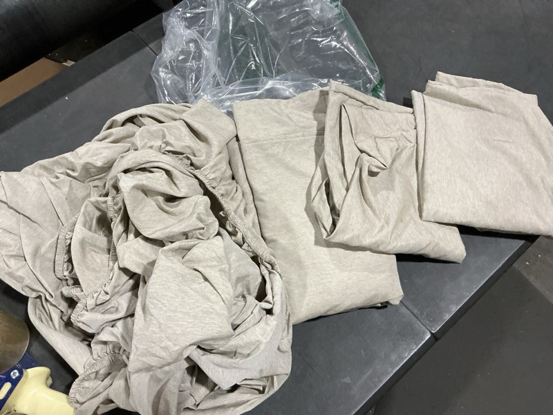 Condition photo showing Good Condition for (Similar, size unknown) ClevaHome Twin Size Sheet Set - 4 Piece Soft Breathable Luxury Bed Sheet Set - Shrinkage & Fade Resistant Embroidered Bedding Sheet with Deep Pocket, 2 Extra Pillowcases (Twin, Oat Milk) Oat Milk Twin