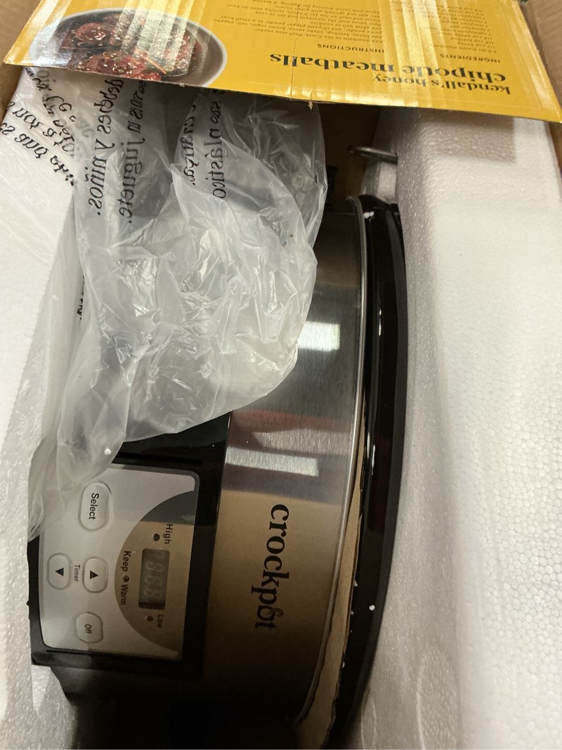 Condition photo showing As Is for Crock-Pot 6 Quart Cook & Carry Programmable Slow Cooker with Digital Timer Stainless Steel (CPSCVC60LL-S) pack of 1