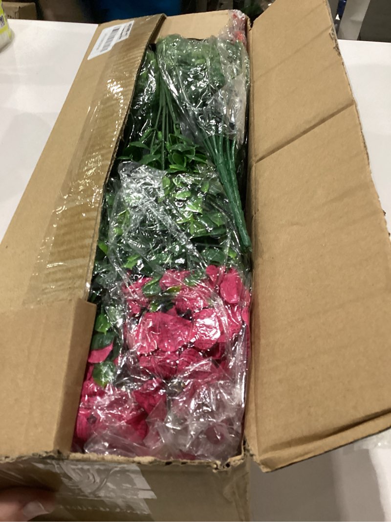 Condition photo showing New/Like New for 18 pcs artificial daisy flowers for outdoors uv resistant fake plastic colorful spring flowers faux silk plants for outside porch easter patio home decor (18, red, purple, yellow, rose red) red, purple, yellow, rose red 18