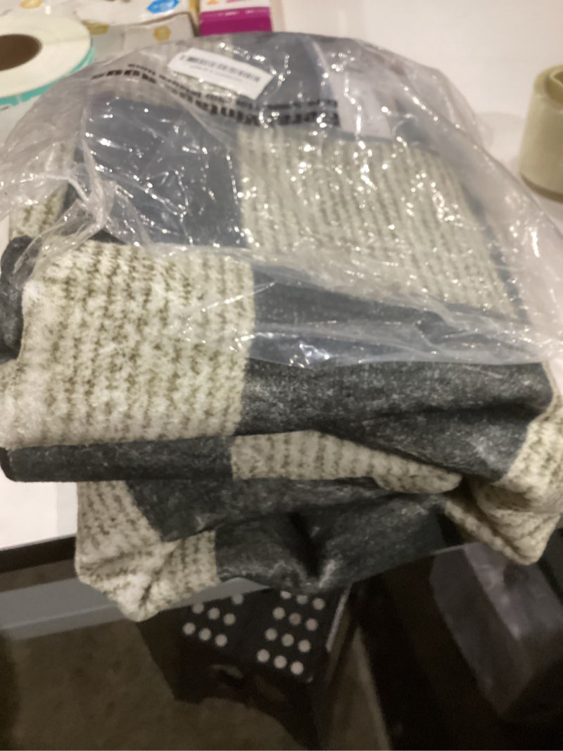 Condition photo showing Good Condition for Washable Rug 5x7 Checkered Rug, Black and White Area Rug, Boho Large Rugs for Living Room, Low Pile Lightweight Indoor Carpet with Non-Slip Backing for Bedroom Classroom Playroom Kids 5x7 feet Black and White/Green Brown Line