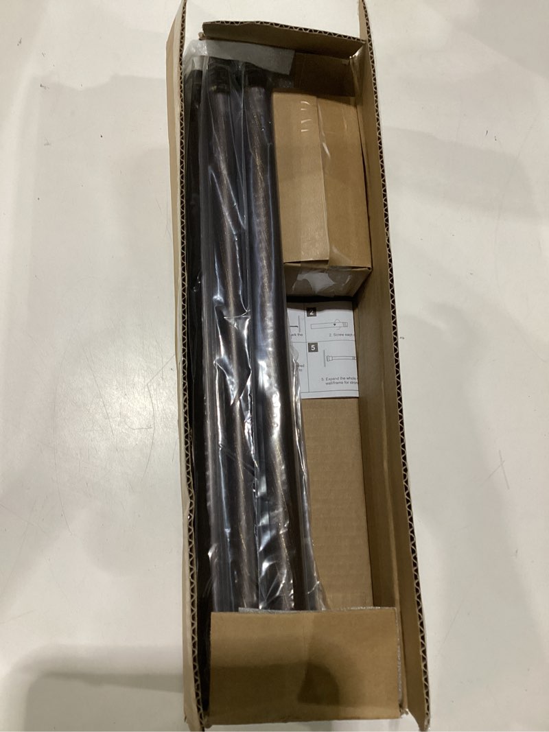 Condition photo showing As Is for briofox black tension curtain rod 24 to 94 inch(2-7.8ft) - spring tension shower curtain rod, no drilling tension rod for curtains windows closet kitchen black 24-94 inches