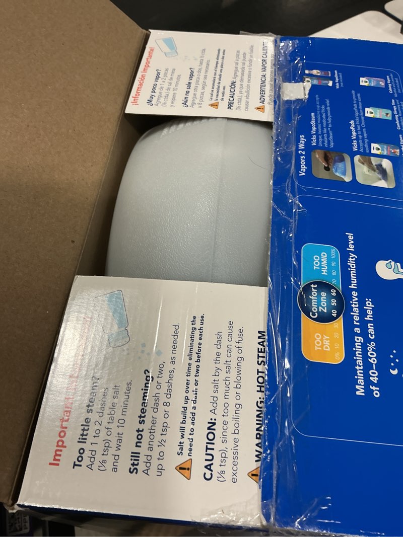 Condition photo showing New/Like New for vicks warm steam vaporizer humidifier, 600 sq ft, white, v150ryupc