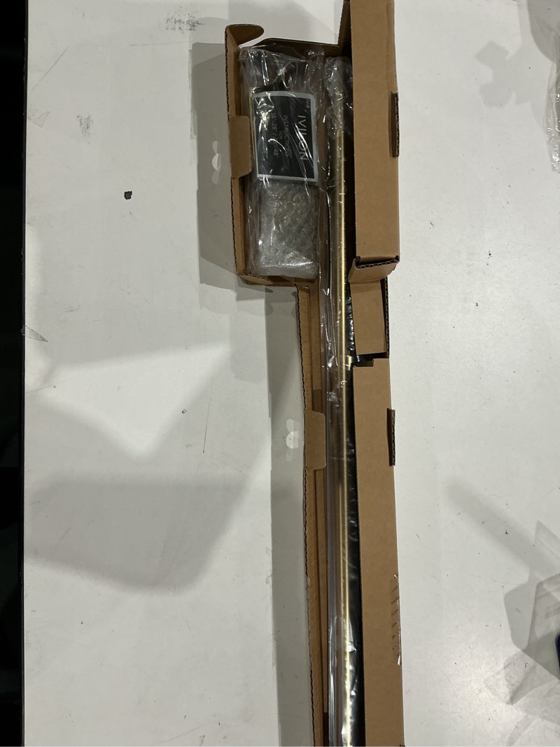 Condition photo showing Good Condition for ivilon drapery window curtain rod - end cap style design 1 inch pole. 28 to 48 inch color warm gold 28 to 48 in.