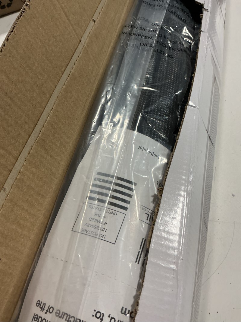 Condition photo showing Good Condition for reinforced bottom 100 inch retractable baby gates extra wide baby gate for large openings, 8 ft super long child gates for large openings, mesh retractable dog gate for doorways extra wide, black black 33" tall x 100" wide? with reinforced bar ?