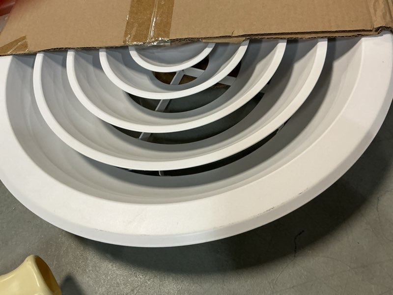 Condition photo showing As Is for Repa Market 12 Inch (Neck) Round Aluminum Ceiling Diffuser/White Powder Coated HVAC Vent Cover/Multi