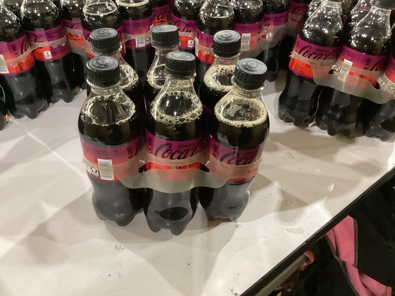Condition photo showing New/Like New for coca-cola zero sugar cherry diet soda soft drink, 16.9 fl oz, 6 pack best buy date 1/16/26