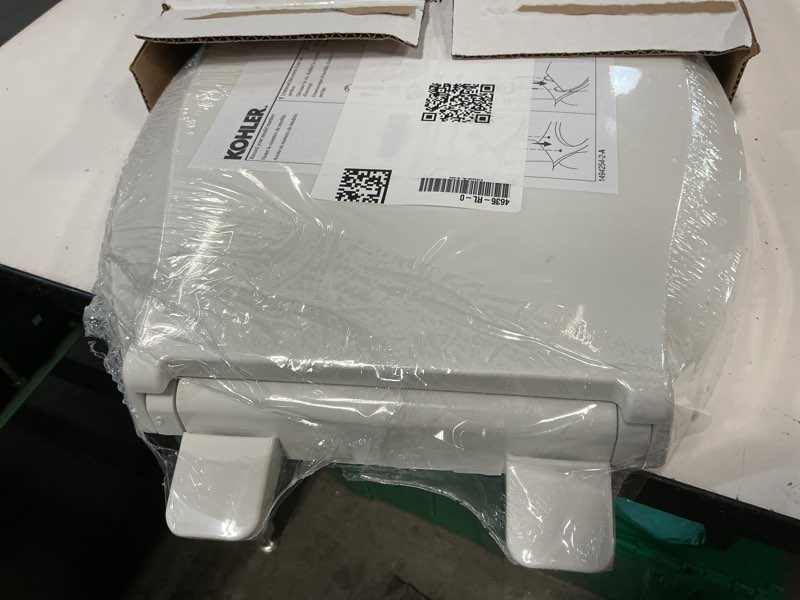 Condition photo showing New/Like New for kohler 4636-rl-0 cachet readylatch elongated toilet seat slow close, soft close toilet seat quiet lid, contoured grip-tight bumpers installation hardware, apartment essentials, white white elongated ready latch