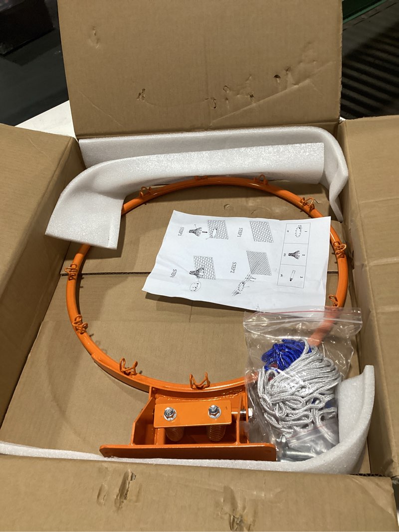 Condition photo showing Good Condition for 18" Basketball Rim Replacement, Wall-Mounted Basketball Hoop with Net, Double Spring Solid Rim, Indoor/Outdoor Red