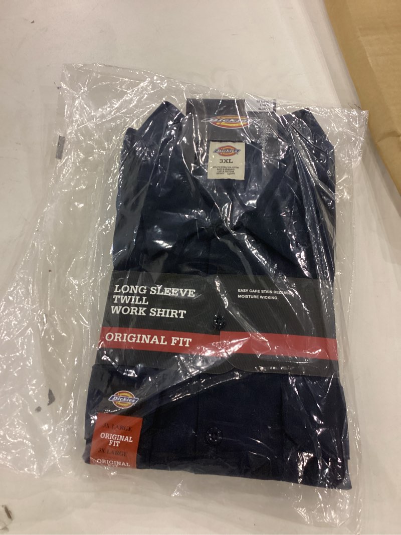 Condition photo showing New/Like New for Dickies Men's Big-Tall Long Sleeve Work Shirt 3X-Large Big Tall Dark Navy