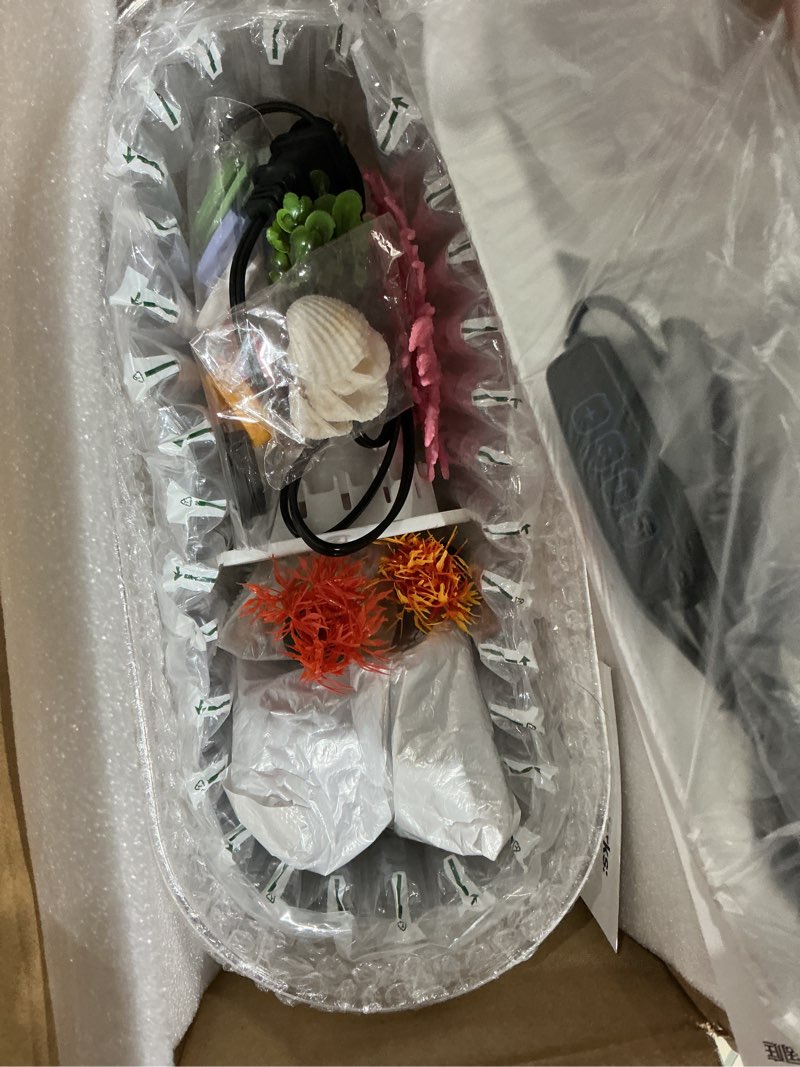 Condition photo showing Good Condition for 2.2 gallon fish tank kits,small aquarium starter kit,nano desktop tank with quiet filter, lid,color-changing light&decor for betta shrimp guppy jellyfish goldfish beta(12.6 * 7 * 5.6 inch)