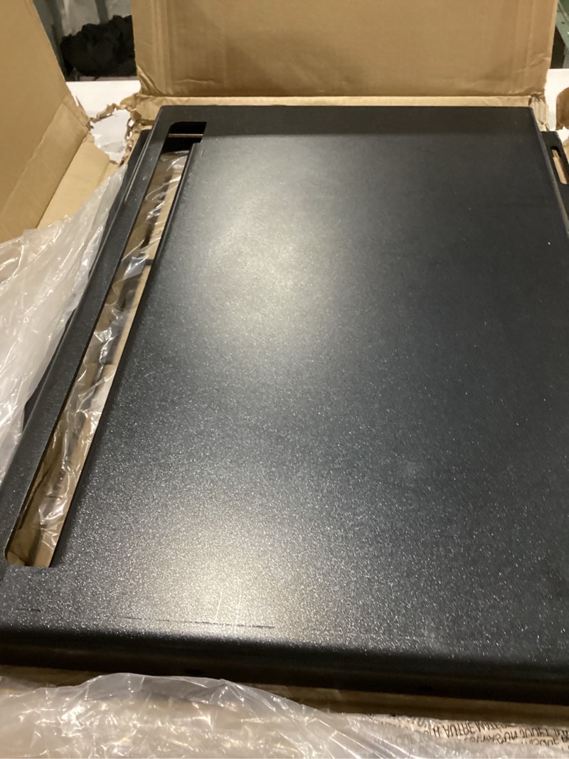 Condition photo showing Good Condition for 6787 Full Size Griddle with Handles for Weber Spirit I & II 300 Series, Flat Top Grill Insert Replacement for Weber GS4 Spirit 2 Grill Parts E310 E320 S310 S320, Non-stick Carbon Steel, Black 6787 For Weber Spirit I & II 300 Series 22.7" x 17.3" x 3"