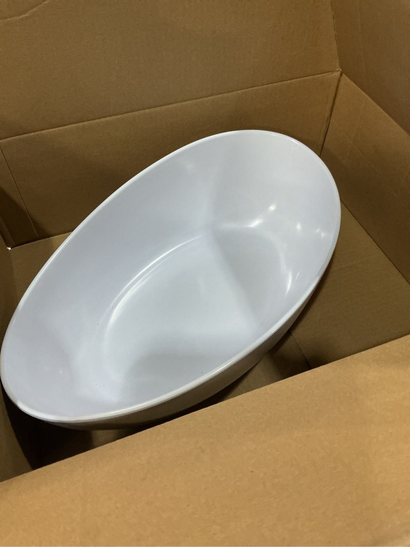 Condition photo showing Good Condition for g.e.t. b-192-w large oval melamine serving bowl, 6 quart, white white 6 quarts