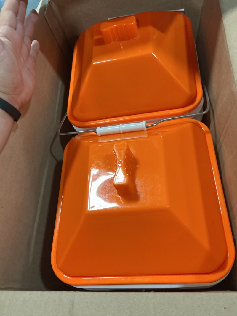 Condition photo showing Good Condition for 20 pounds chicken feeder and 3 gallon chicken waterer,high-capacity hanging chicken feeder and waterer set for up to 20 chicks/15 adult chickens(orange) 3 gallon orange