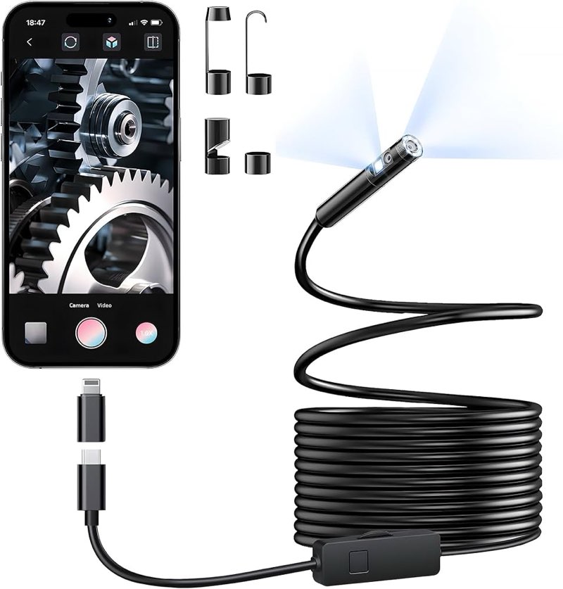 two-way endoscope camera with light [360°rotation],1920p hd,borescope for iphone ip67 waterproof aut