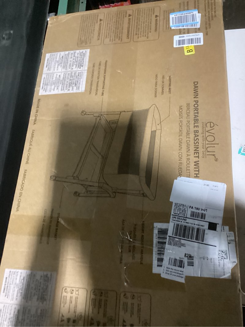 Condition photo showing Good Condition for evolur lullaby portable bassinet with wheels, adjustable bedside sleeper, breathable mesh sides, large storage basket, easy fold, and travel bag included, perfect for newborns & infants - light gray