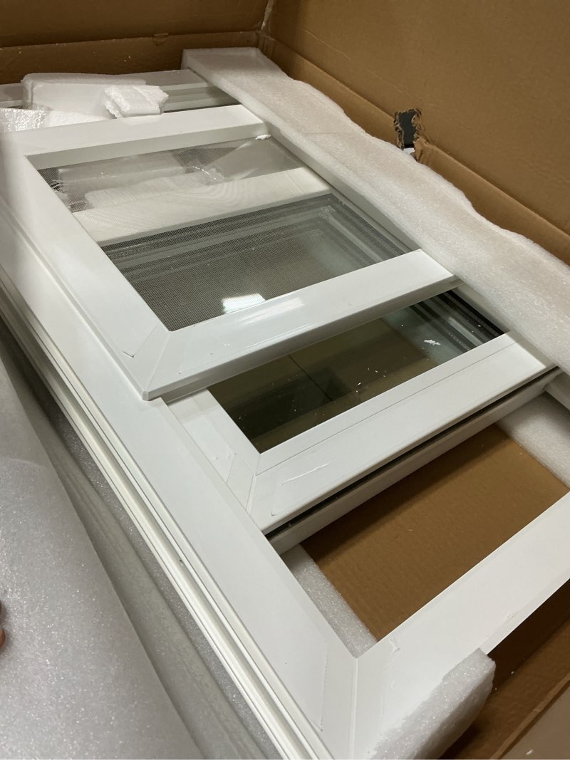 Condition photo showing Good Condition for NOOTA Vinyl Basement Window,32" x 20"(14"&16"&18"&20"), Basement Sliding Window with Double Glazing,Sliding Windows with Screen Windows,White 32"×20"inch