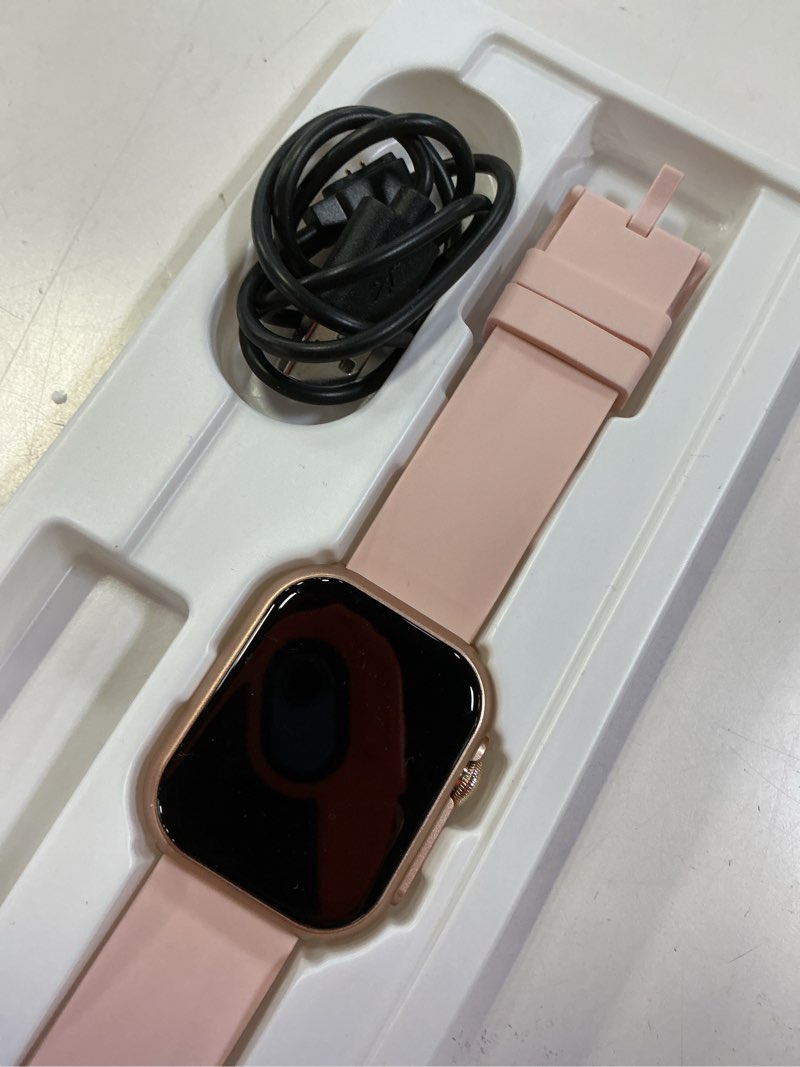 Condition photo showing New/Like New for smart watch for women men fitness: smart watch for iphone&android bluetooth call with spo2 sleep heart rate monitor,ip68,fitness tracker with 120+sport,reloj inteligente 30 day+battery life, 2 bands 1.85 gold-pink
