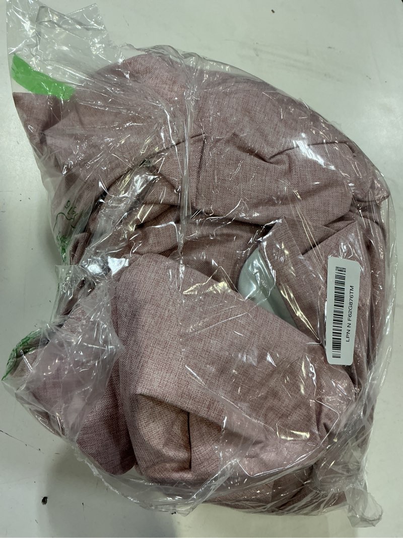 Condition photo showing As Is for lamit 100% blackout pink linen curtains, 63 inches linen textured thermal bedroom curtains back tab and rod pocket neutral panels with white liner for girls' room, 2 panels, 52 x 63 inch 52"w x 63"l (pack of 2) pink