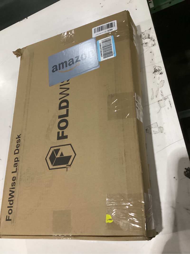 Condition photo showing New/Like New for FoldWise 2-in-1 Lap & Bed Desk with Soft Cushions - Stand for Bed & Couch - Wrist Rest, iPad Holder, Stopper & Non-Slip Leather - Bed Table for Adults & Kids(grey)