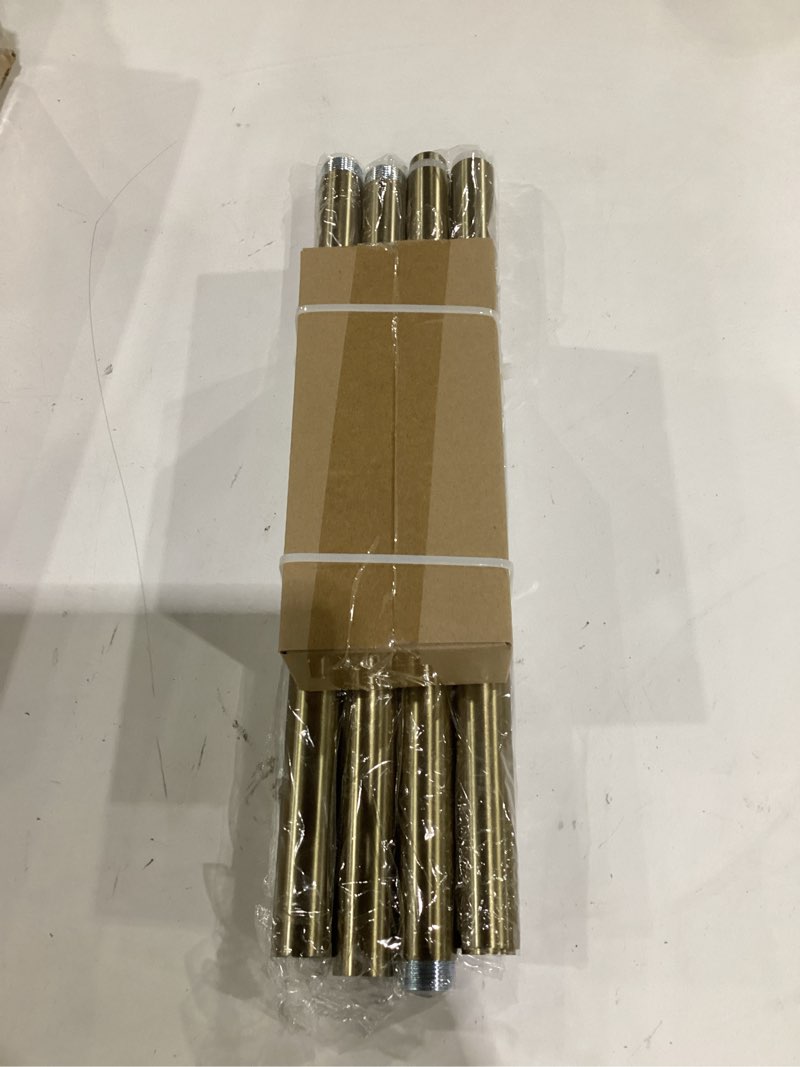 Condition photo showing Good Condition for lootkell warm gold curtain rods for windows 48 to 84 inches adjustable length heavy duty 1" diameter brass window curtain rod with solid metal finials for outdoor farmhouse bedroom kitchen living room warm gold 16"-88"|1 pack