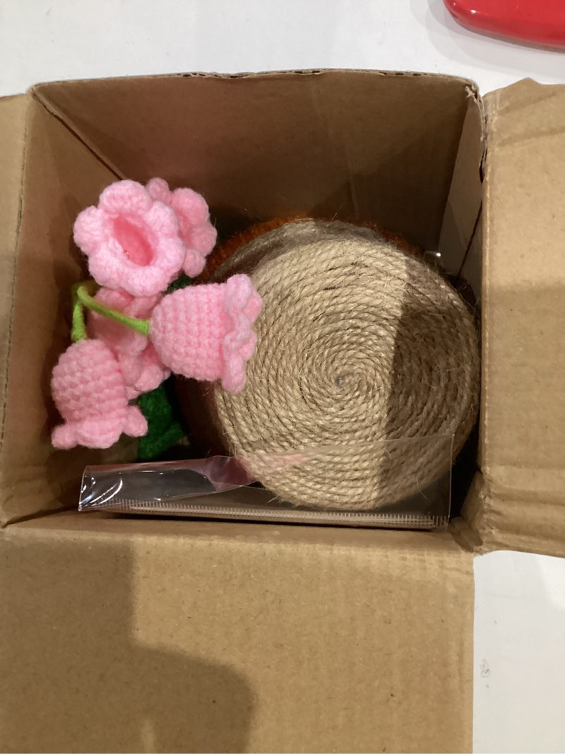 Condition photo showing As Is for lily of the valley lamp, pink crochet artificial flowers with night lights, cordless table lamp -birthday gifts for women,cozy home decor mothers day gifts