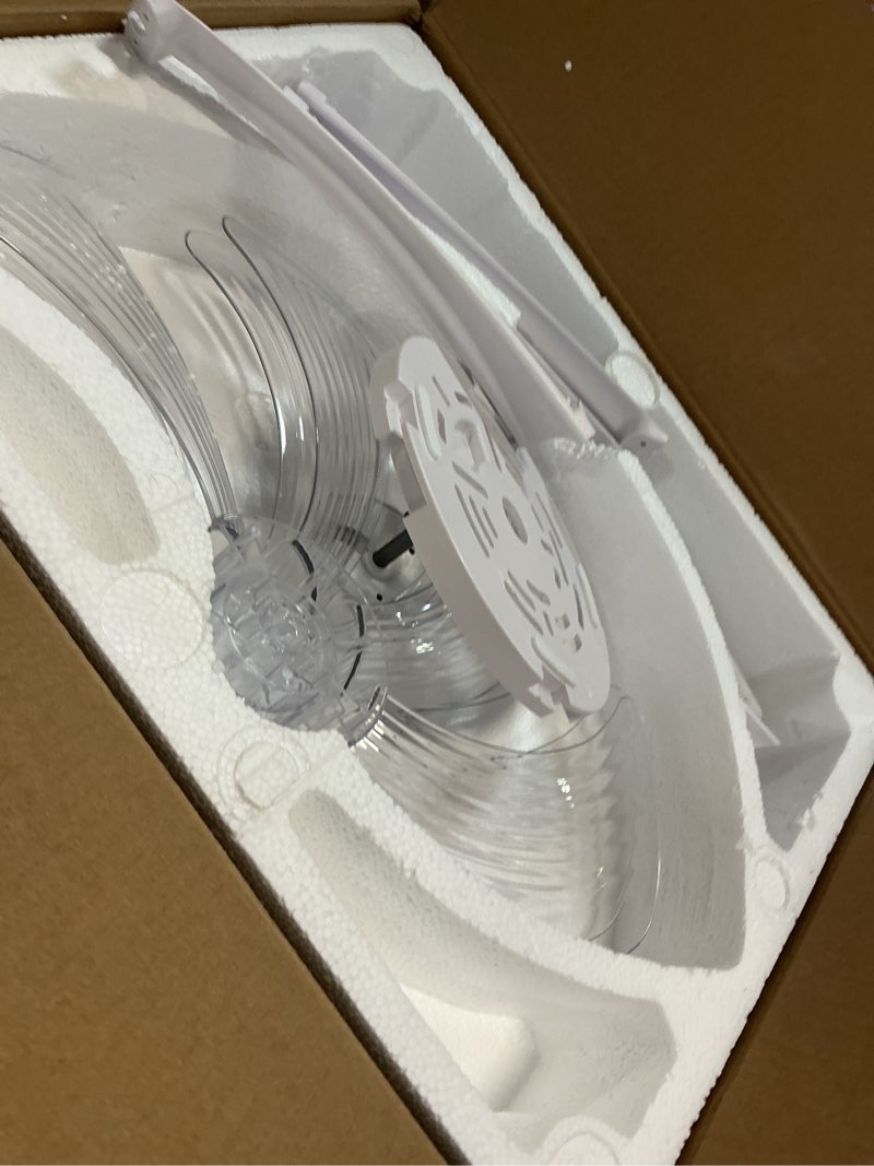 Condition photo showing As Is for addlon 24'' Ceiling Fans with Lights and Remote, Low Profile Flush Mount Ceiling Fan with Light, 3000-6000K Dimmable LED Fandelier, Modern Small Black Ceiling Fan for Bedroom, Kitchen, Living Room Black 24 inch